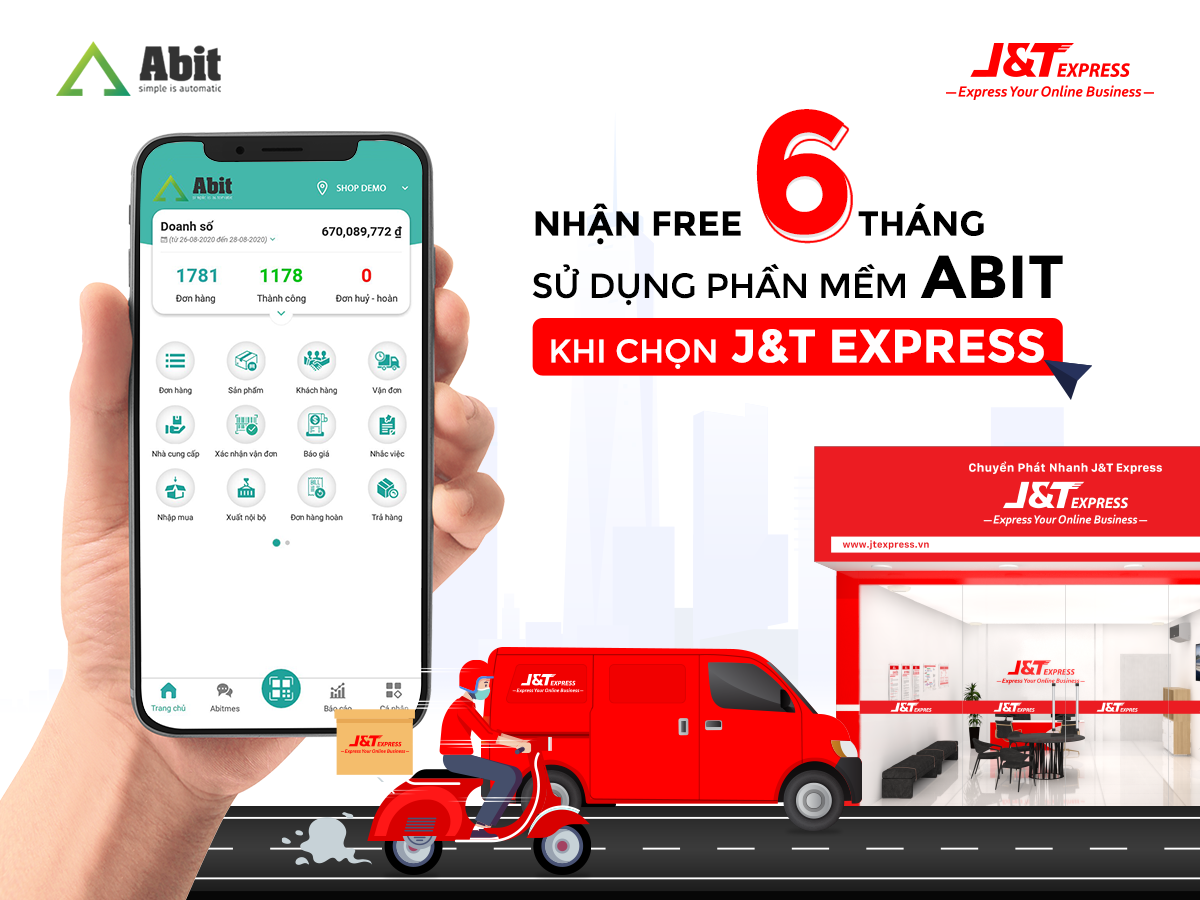 Abit chính thức kết nối chuyển phát nhanh J&T Express trên phần mềm