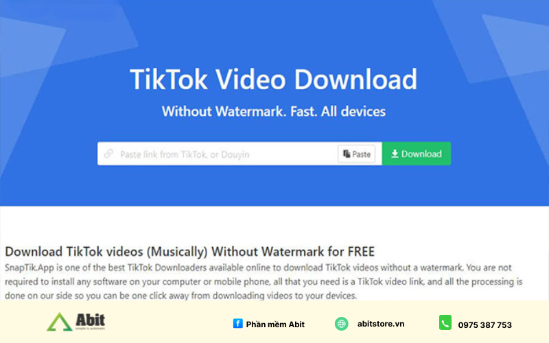 Tải tiktok không logo Snaptik